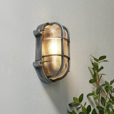 Argos Zink CLAY Silver Oval Caged Outdoor Bulkhead IP44- Buy online at McGrocer