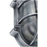 Zink CLAY IP44 silver oval caged outdoor bulkhead, imported from the UK