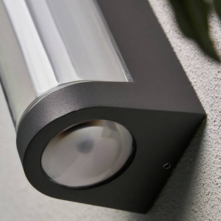Zink CURV anthracite LED outdoor wall light with IP54, imported from the UK