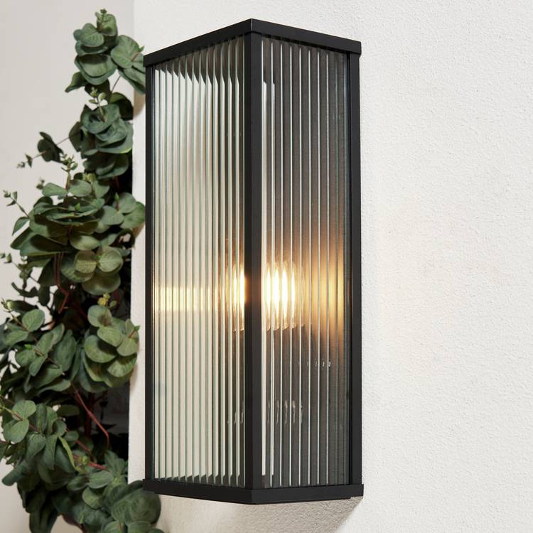 Zink FLINT black outdoor wall lantern IP44 - British product