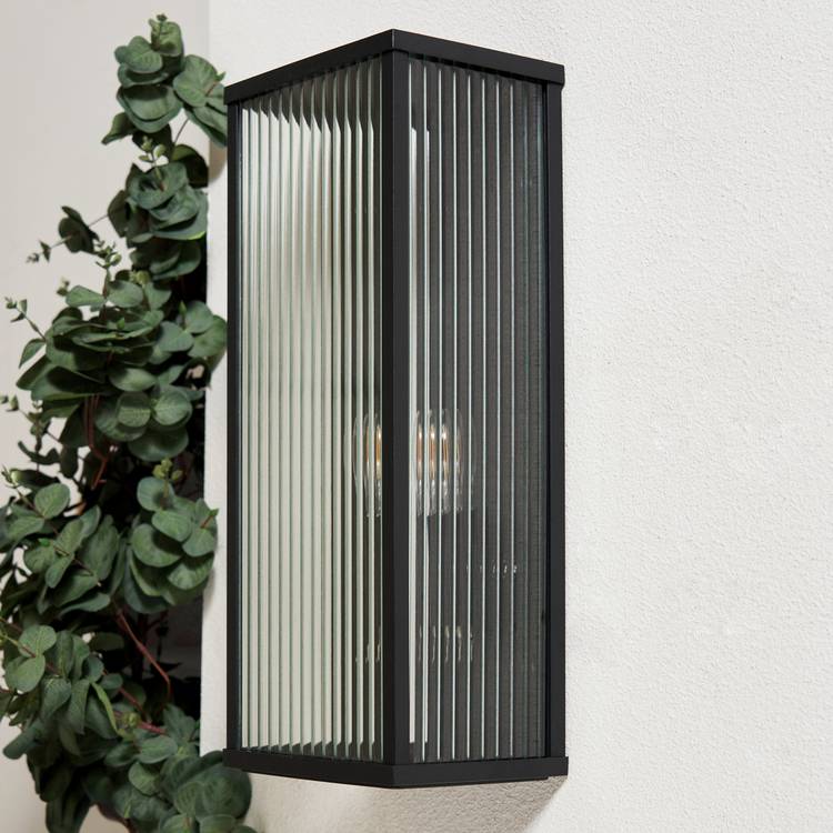 Zink FLINT black outdoor wall lantern IP44 - British product
