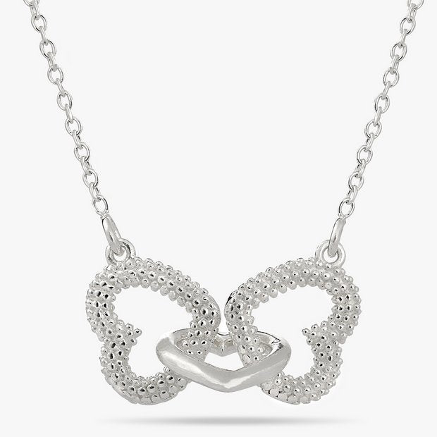 Revere sterling silver interlinked heart necklace 46cm - British product