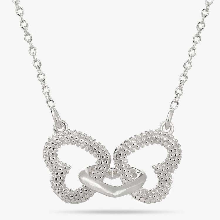 Revere sterling silver interlinked heart necklace 46cm - British product