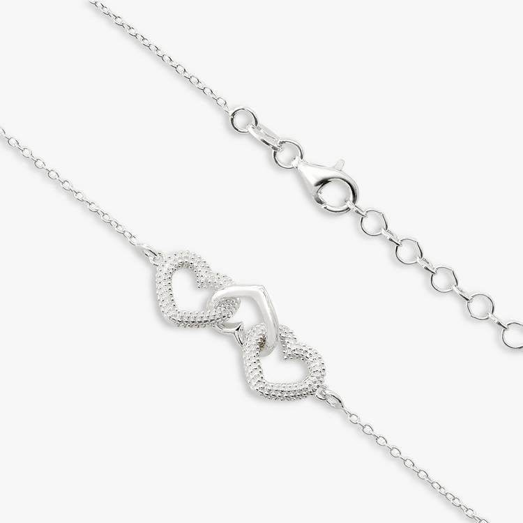 Revere sterling silver interlinked heart necklace 46cm - British product