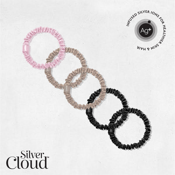 Silver Cloud Skinny Scrunchie Mixed Colours 5 Pack (British brand)