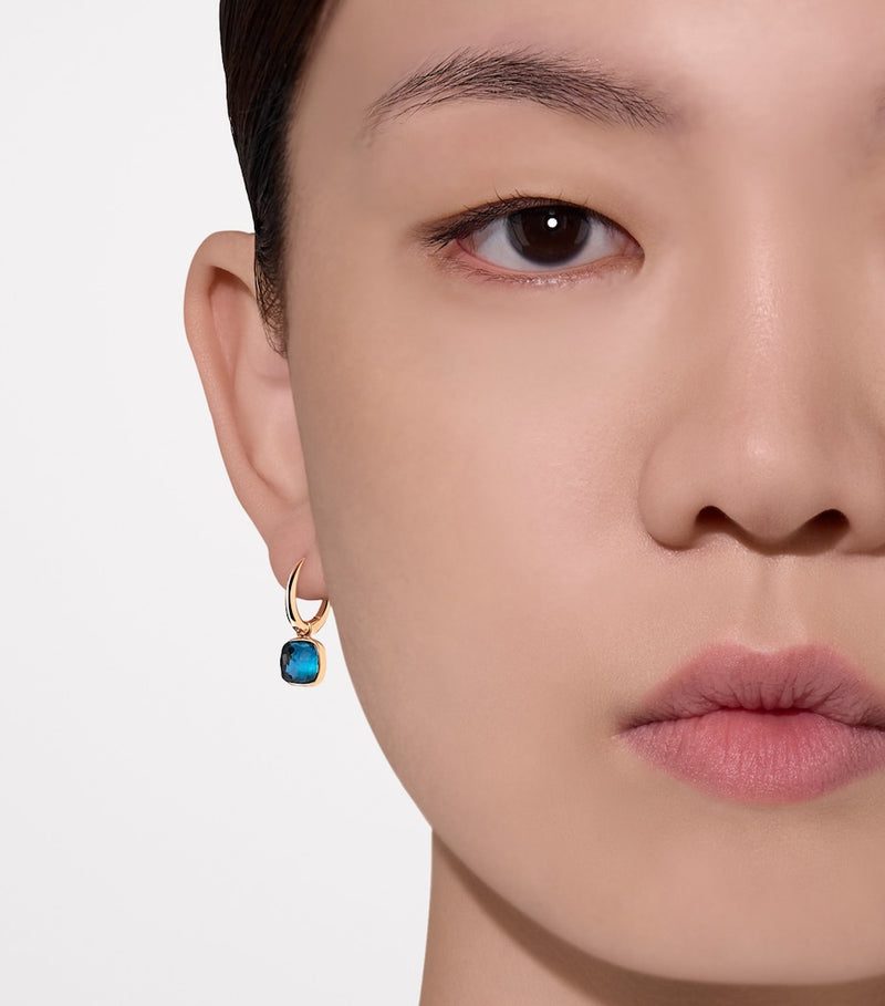 Pomellato Nudo rose gold blue topaz drop earrings - British product