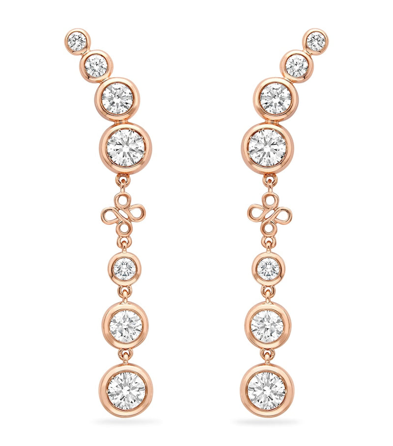 Boodles rose gold and diamond Long Beach earrings, imported from the UK