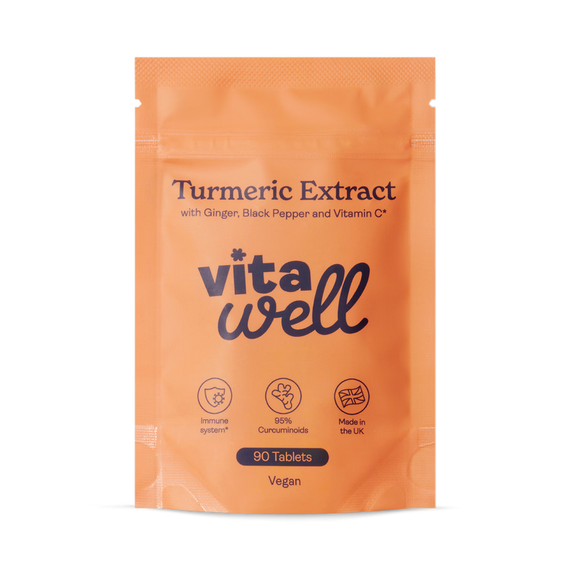 Vitawell turmeric and black pepper 2000mg 90 tablets, imported from the UK