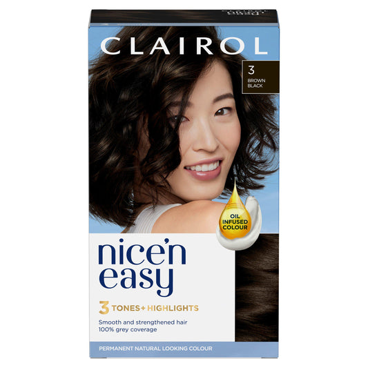 Clairol Nice'n Easy Crème Natural Looking Oil-Infused Permanent Hair Dye Brown Black 3 Brunette Sainsburys   