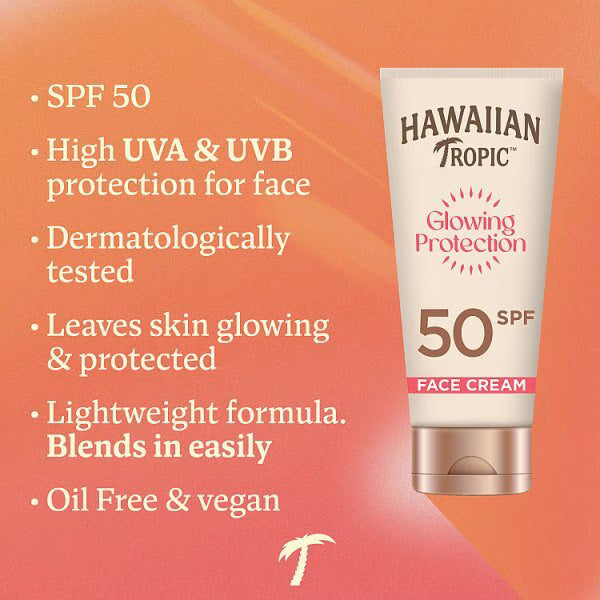 Hawaiian Tropic Glowing Protection Face Cream SPF50 50ml, UK version