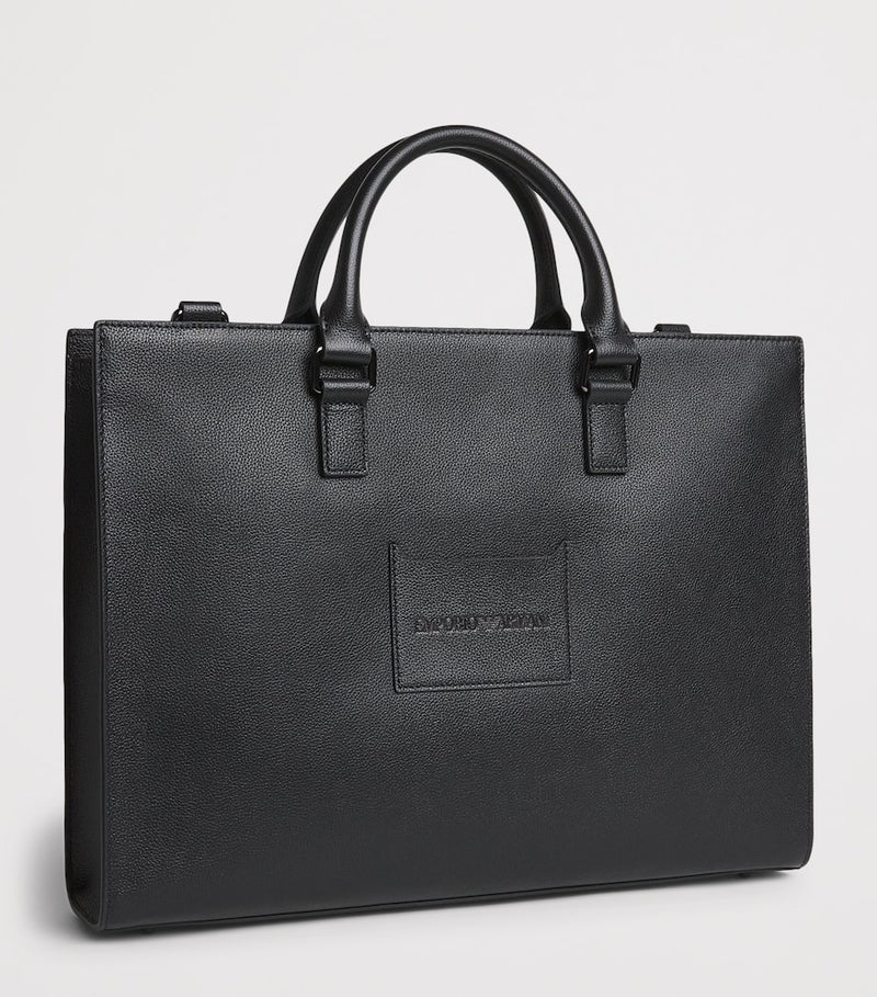Emporio Armani logo leather briefcase, UK version