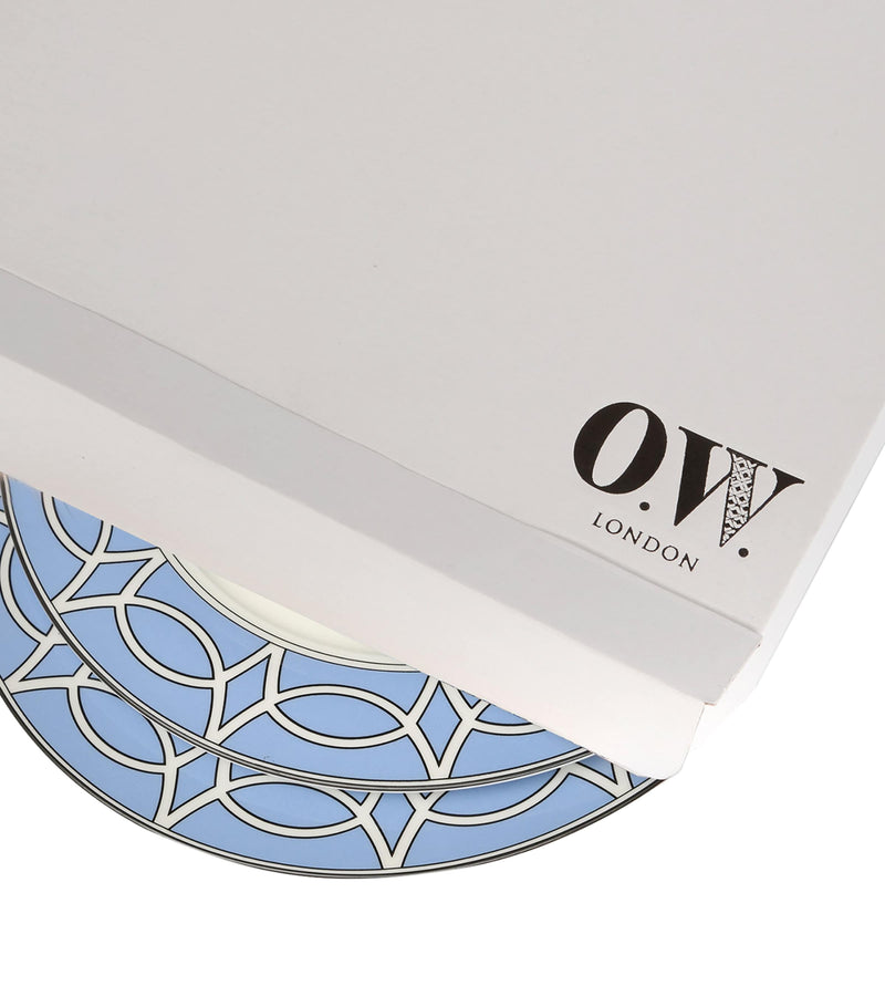 Geometric Print Fine Bone China Dinner Plates Set of 2 (26cm Diameter)