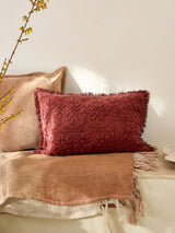 Next French Connection Red Elmwood Distressed Textured Cushion- Buy online at McGrocer