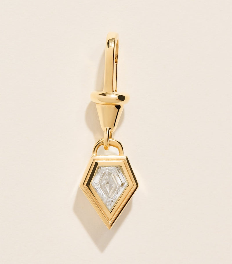 Azlee yellow gold shield diamond charm, UK version