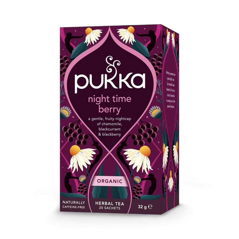 Pukka Organic Night Time Berry 20 Tea Bags, imported from the UK