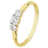 Revere 9ct gold diamond trilogy ring 0.33ct - British product