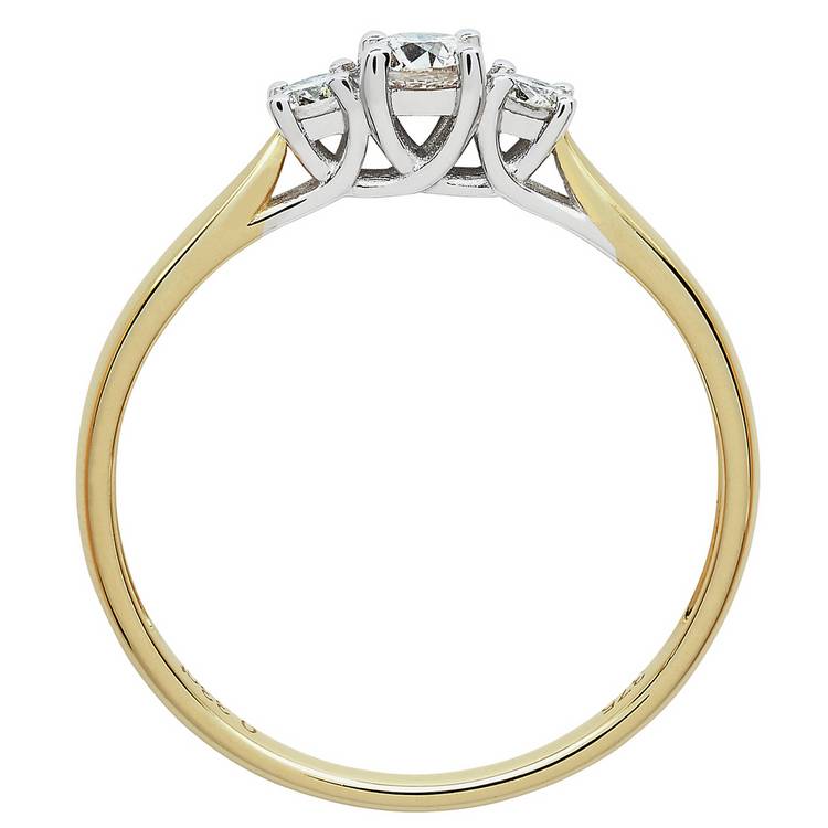 Revere 9ct gold diamond trilogy ring 0.33ct - British product