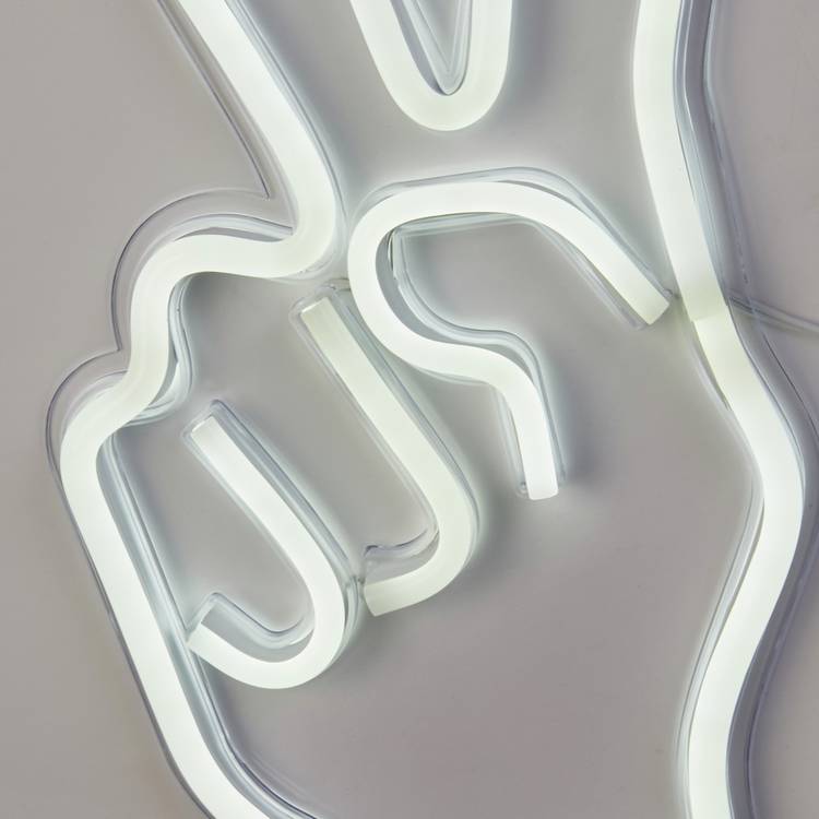 Searchlight white peace sign wall light, imported from the UK