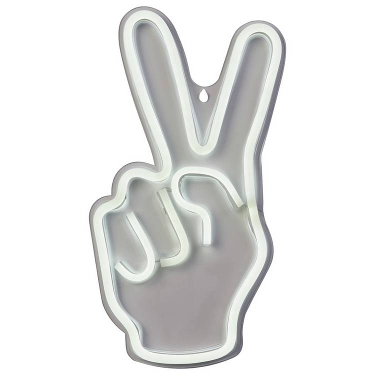 Searchlight white peace sign wall light, imported from the UK