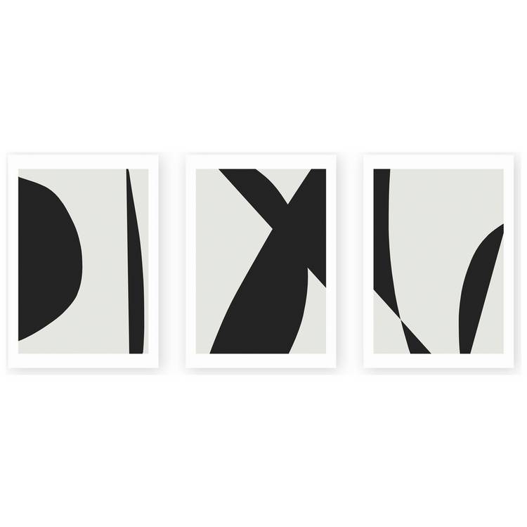 East End Prints abstract art print set monochrome A3, imported from the UK
