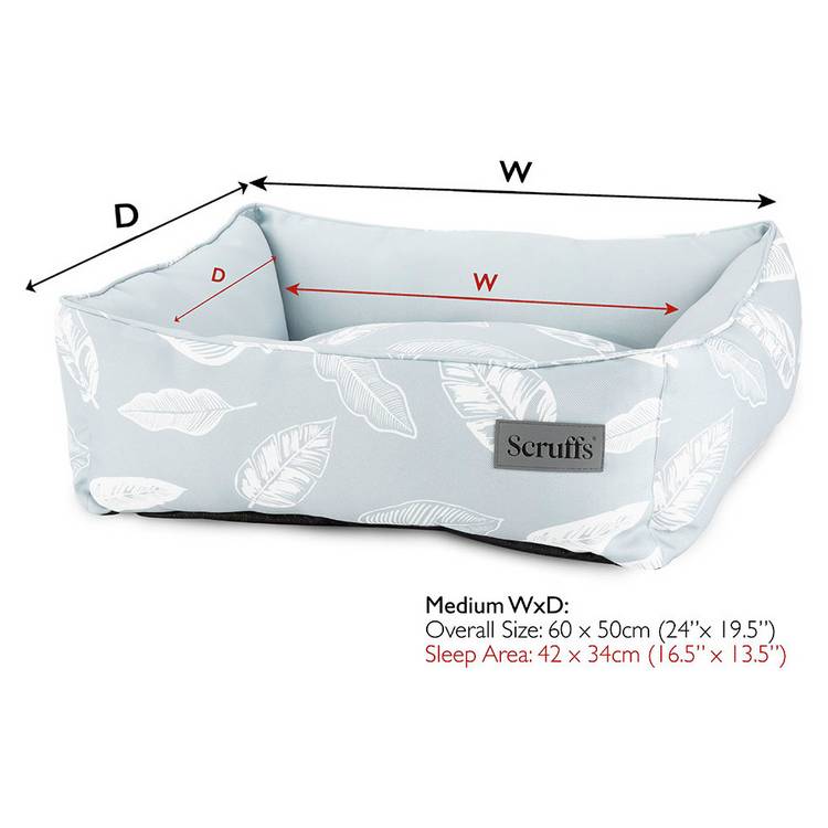Scruffs Botanical Grey Box Bed for medium dogs, UK version