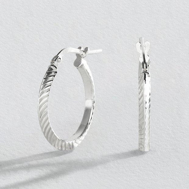 Revere sterling silver diamond-cut hoop earrings 20mm, imported from the UK