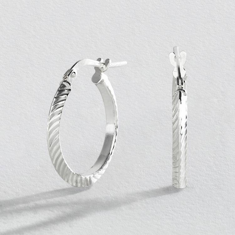 Revere sterling silver diamond-cut hoop earrings 20mm, imported from the UK