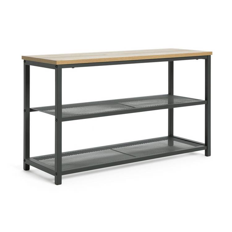 Argos Home Loft Living 3 tier shoe rack oak and black, UK version