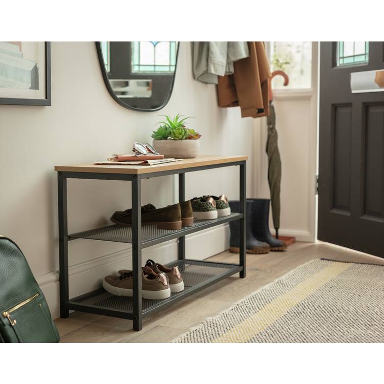 Argos Home Loft Living 3 tier shoe rack oak and black, UK version