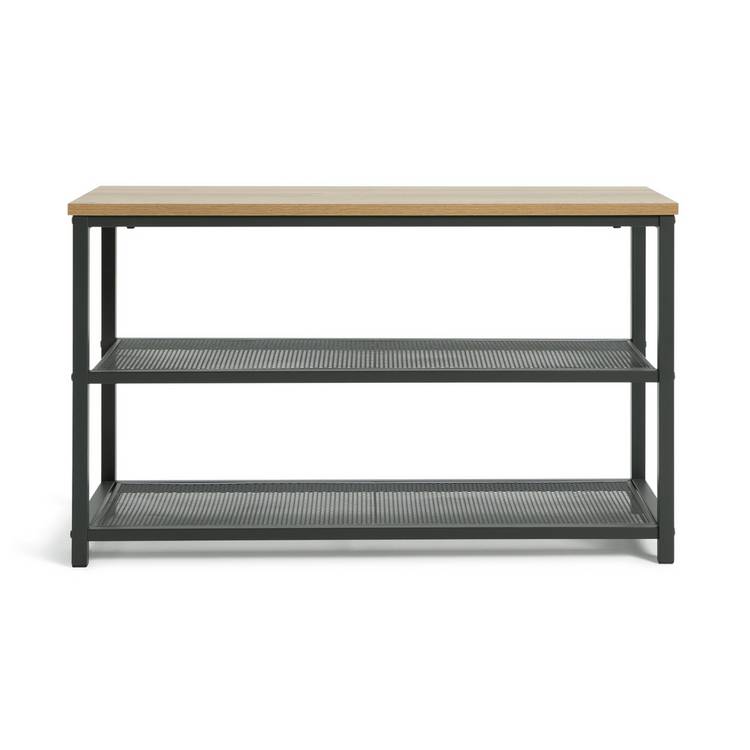 Argos Home Loft Living 3 tier shoe rack oak and black, UK version