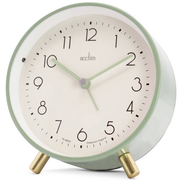 Acctim analogue alarm clock sage (British brand)