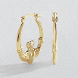 Revere Claddagh creole earrings in 9ct bonded gold (British brand)
