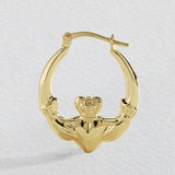 Revere Claddagh creole earrings in 9ct bonded gold (British brand)