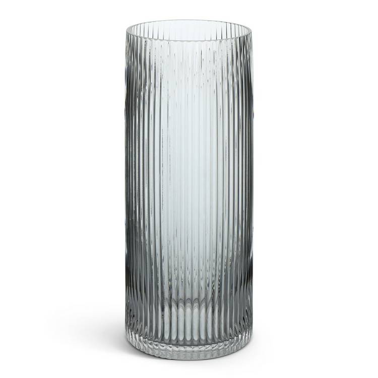 Habitat tall ribbed glass vase clear 30cm, imported from the UK