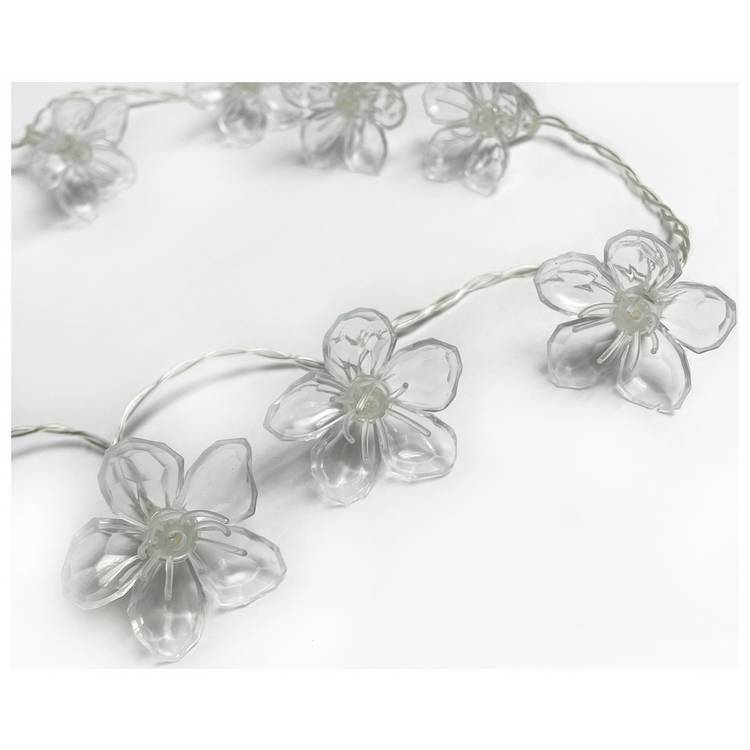 Solar flower string lights warm white 3.3m, imported from the UK