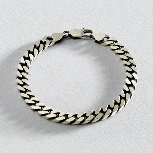 Revere men's sterling silver oxidised curb bracelet, imported from the UK