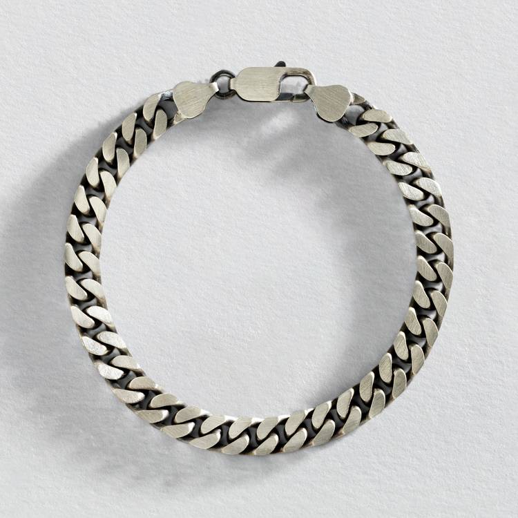 Revere men's sterling silver oxidised curb bracelet, imported from the UK