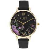 Argos Lipsy Floral Dial Black Leather Strap Watch- Buy online at McGrocer