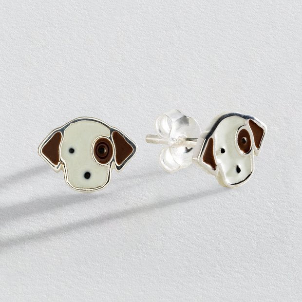 Revere sterling silver puppy enamel stud earrings (British brand)