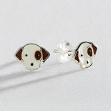Revere sterling silver puppy enamel stud earrings (British brand)