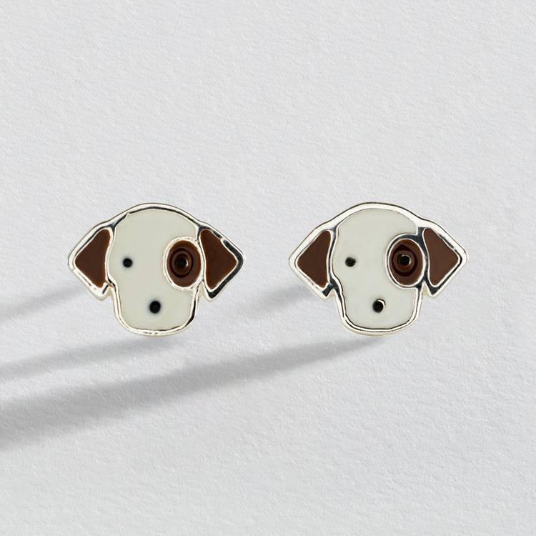 Revere sterling silver puppy enamel stud earrings (British brand)
