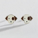 Revere sterling silver puppy enamel stud earrings (British brand)