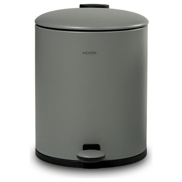 Addis grey 5 litre bathroom pedal bin - British product