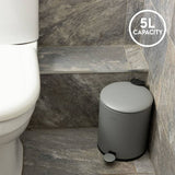 Addis grey 5 litre bathroom pedal bin - British product