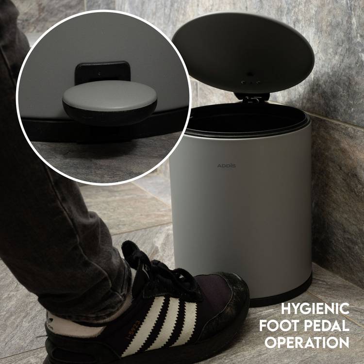 Addis grey 5 litre bathroom pedal bin - British product