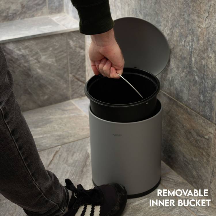 Addis grey 5 litre bathroom pedal bin - British product