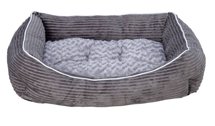 Pet bed grey cord square medium for dogs - British product
