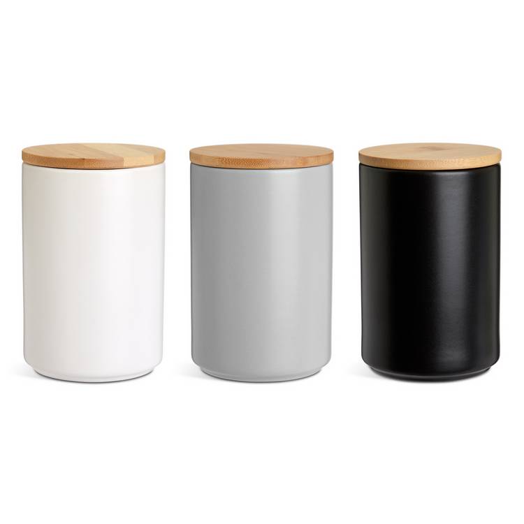 Habitat ceramic canister set 3-piece stoneware kitchen storage, imported from the UK