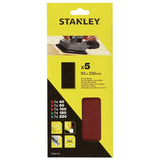 Stanley sanding sheets 5-piece mixed grit 93x230mm - British product