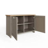 Lancaster grey shoe cabinet with oak-effect top, UK version